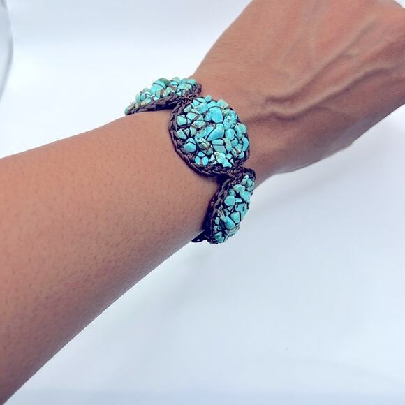 Mosaic Turquoise Stone Bracelet - Picture 3 of 12